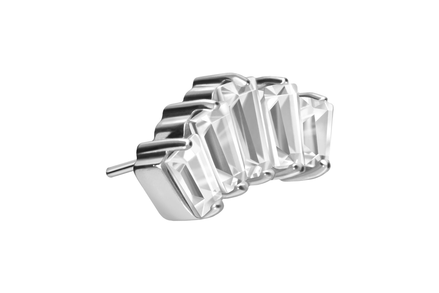 Titan Aufsatz mit Push Pin 5 EINGEFASSTE KRISTALLRECHTECKE von Piercingline